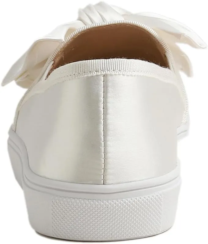 FEVERSOLE Women's Casual Slip On Sneaker Fashion Bow Tie Loafer Flats