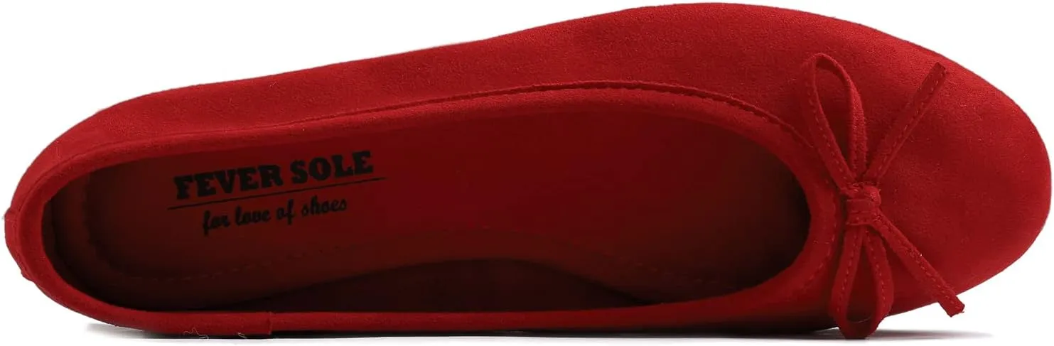 FEVERSOLE Women's Ultra Soft Colorful Memory Foam Cushioned Faux Suede Home Ballet Flats