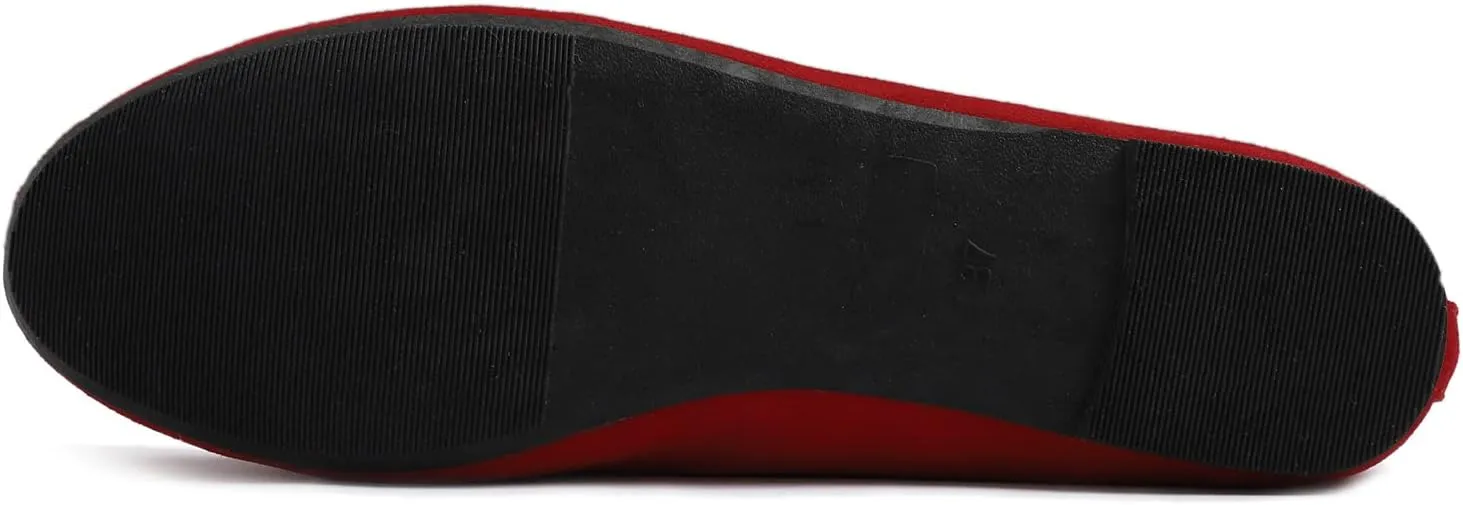 FEVERSOLE Women's Ultra Soft Colorful Memory Foam Cushioned Faux Suede Home Ballet Flats