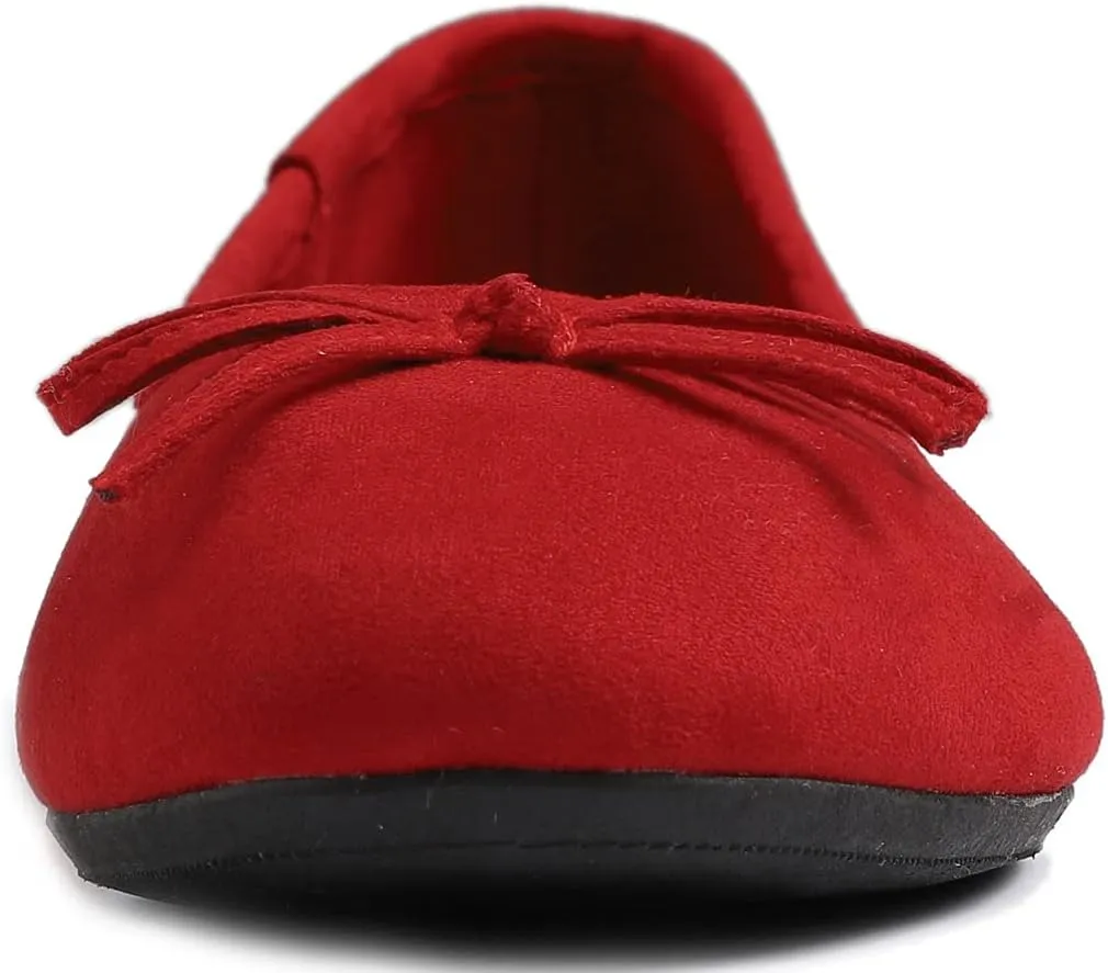 FEVERSOLE Women's Ultra Soft Colorful Memory Foam Cushioned Faux Suede Home Ballet Flats