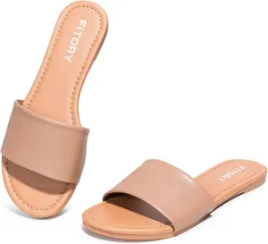FITORY Women's Slide Sandals Fashion Square Open Toe with Cushioned Footbed Slippers for Beach Size