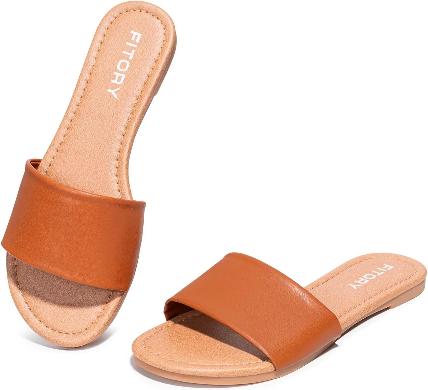 FITORY Women's Slide Sandals Fashion Square Open Toe with Cushioned Footbed Slippers for Beach Size