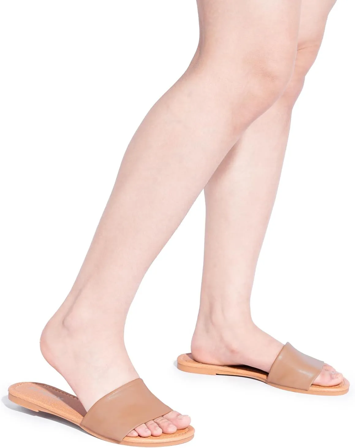 FITORY Women's Slide Sandals Fashion Square Open Toe with Cushioned Footbed Slippers for Beach Size
