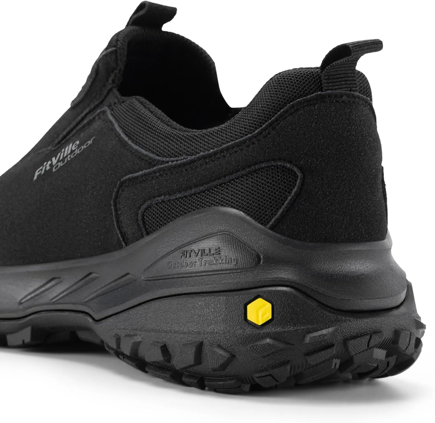 FitVille Wide Slip on Shoes for Men Hiking Walking Shoes Trekking Loafer with Arch Support | Slip Resistant | Wide Toe Box