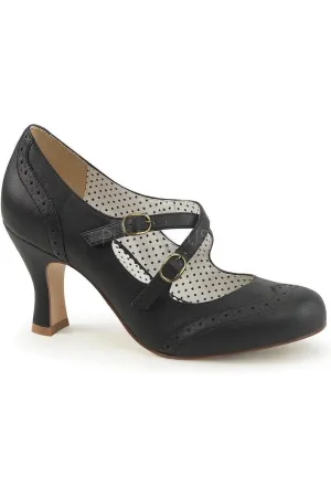 FLAPPER-35 Pump  | Black Faux Leather