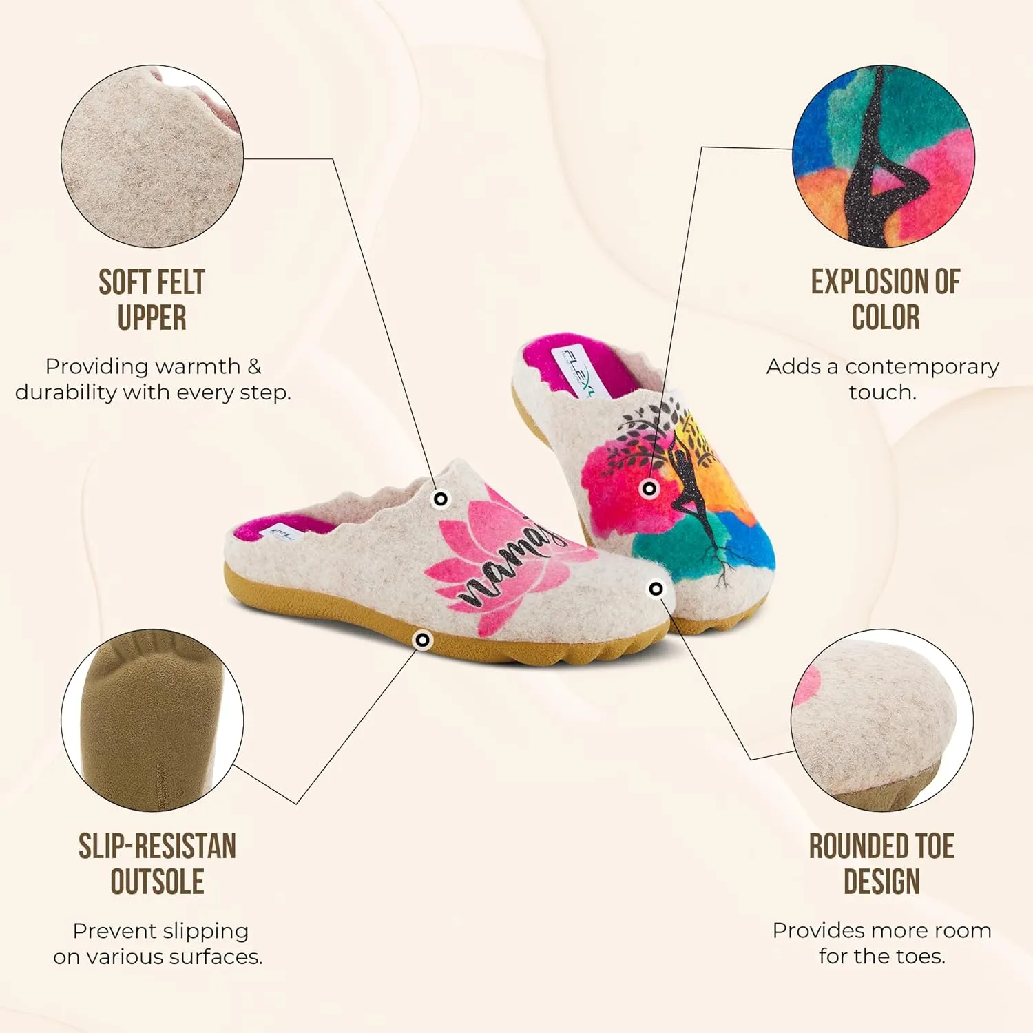 Flexus Spring Step Namaste Indoor Slippers for Women - Ladies Everyday Wear Warm House Shoes - Women's Loafer for Indoor Use