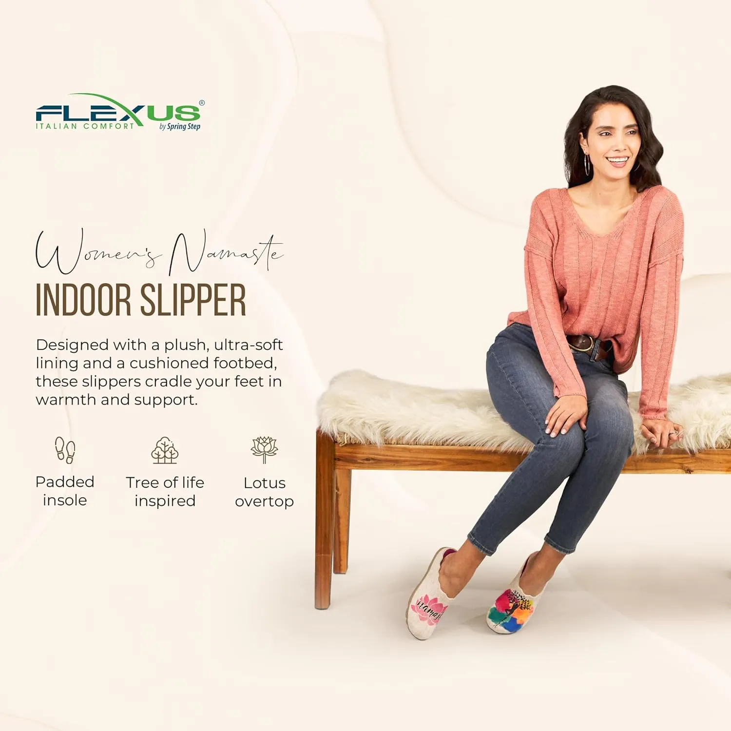 Flexus Spring Step Namaste Indoor Slippers for Women - Ladies Everyday Wear Warm House Shoes - Women's Loafer for Indoor Use