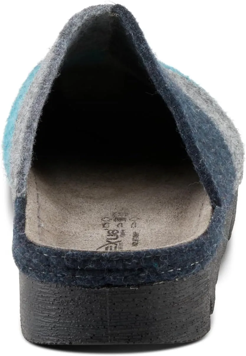 Flexus Women's PATCHY Leather Clog with Patchwork Design, Adjustable Strap, and Cushioned Footbed