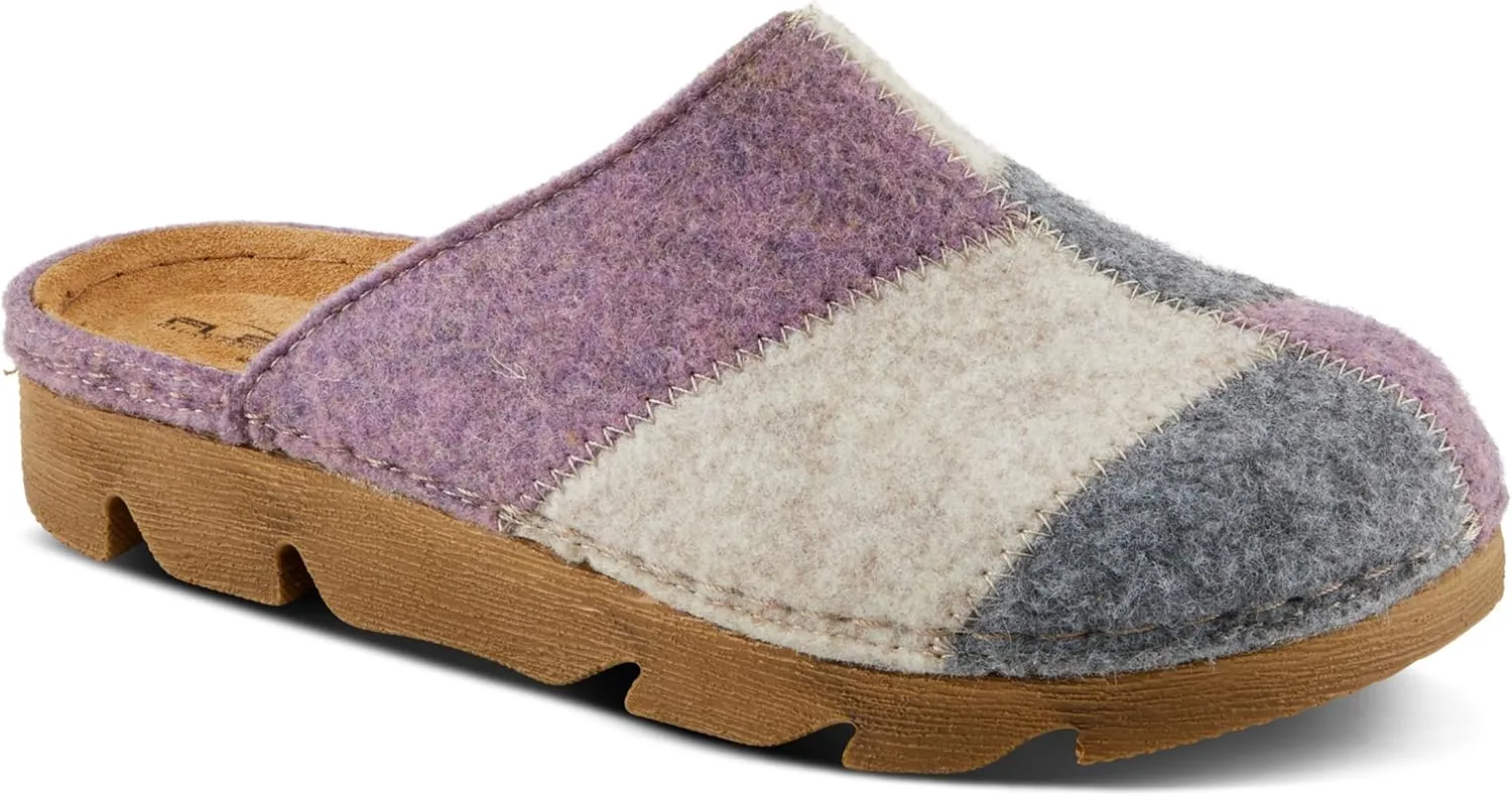 Flexus Women's PATCHY Leather Clog with Patchwork Design, Adjustable Strap, and Cushioned Footbed