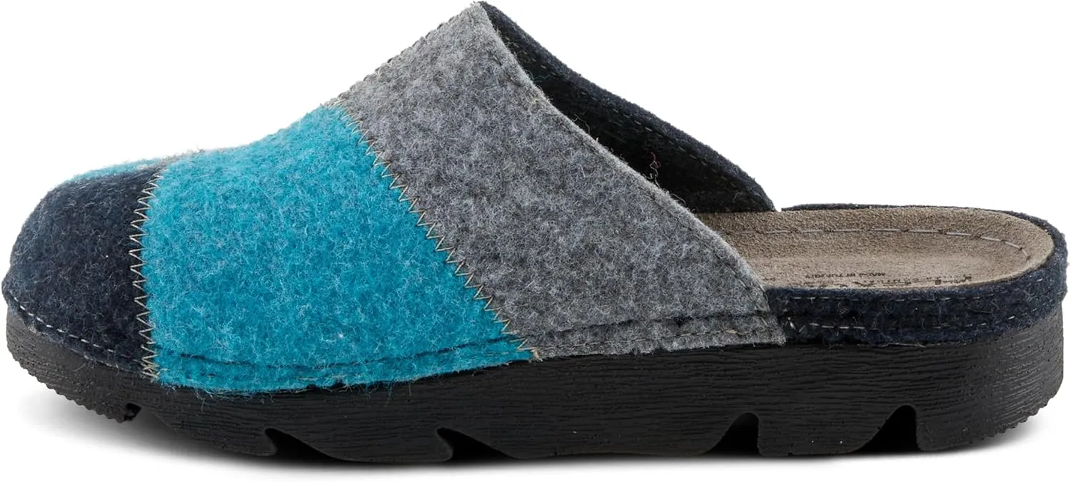 Flexus Women's PATCHY Leather Clog with Patchwork Design, Adjustable Strap, and Cushioned Footbed