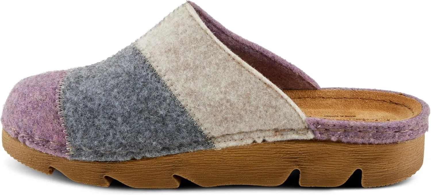 Flexus Women's PATCHY Leather Clog with Patchwork Design, Adjustable Strap, and Cushioned Footbed