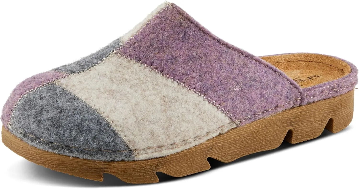 Flexus Women's PATCHY Leather Clog with Patchwork Design, Adjustable Strap, and Cushioned Footbed