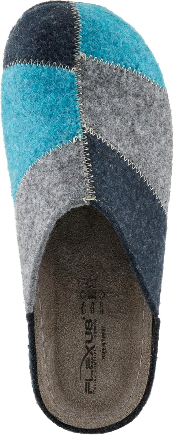 Flexus Women's PATCHY Leather Clog with Patchwork Design, Adjustable Strap, and Cushioned Footbed