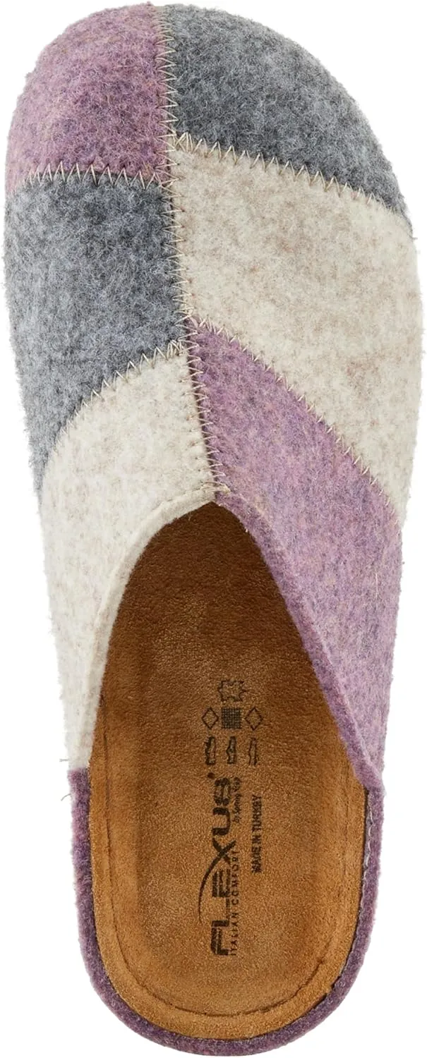 Flexus Women's PATCHY Leather Clog with Patchwork Design, Adjustable Strap, and Cushioned Footbed