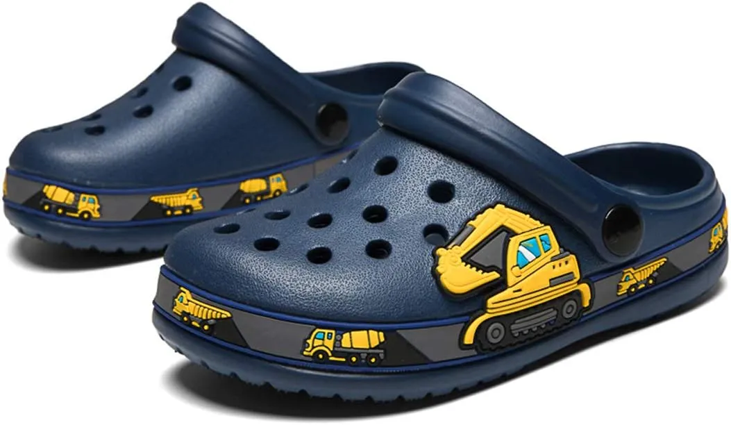 FolHaoth Little Kids Clogs Cute Cartoon Boys Girls Garden Clogs Toddlers Non-Slip Breathable Slides Sandals Children Lightweight Slip-on Beach Pool Shower Slippers
