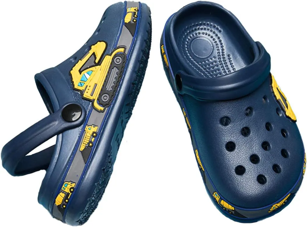 FolHaoth Little Kids Clogs Cute Cartoon Boys Girls Garden Clogs Toddlers Non-Slip Breathable Slides Sandals Children Lightweight Slip-on Beach Pool Shower Slippers