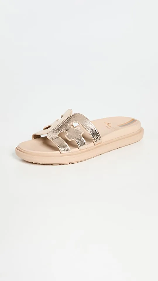 Footbed Slip Logo Slide Valeri Sandals Emblem Gold Edelman on New-year sale Timely delivery Sam
