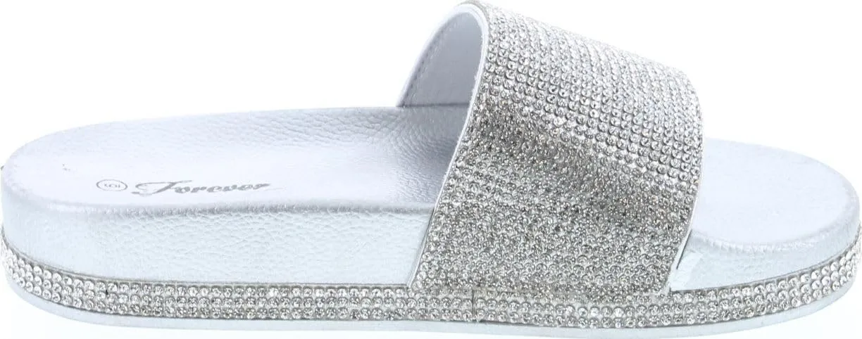 Forever Link Viste-07 Glitter Slide in PVC Molded Footbed Flatform Sandal Slippers