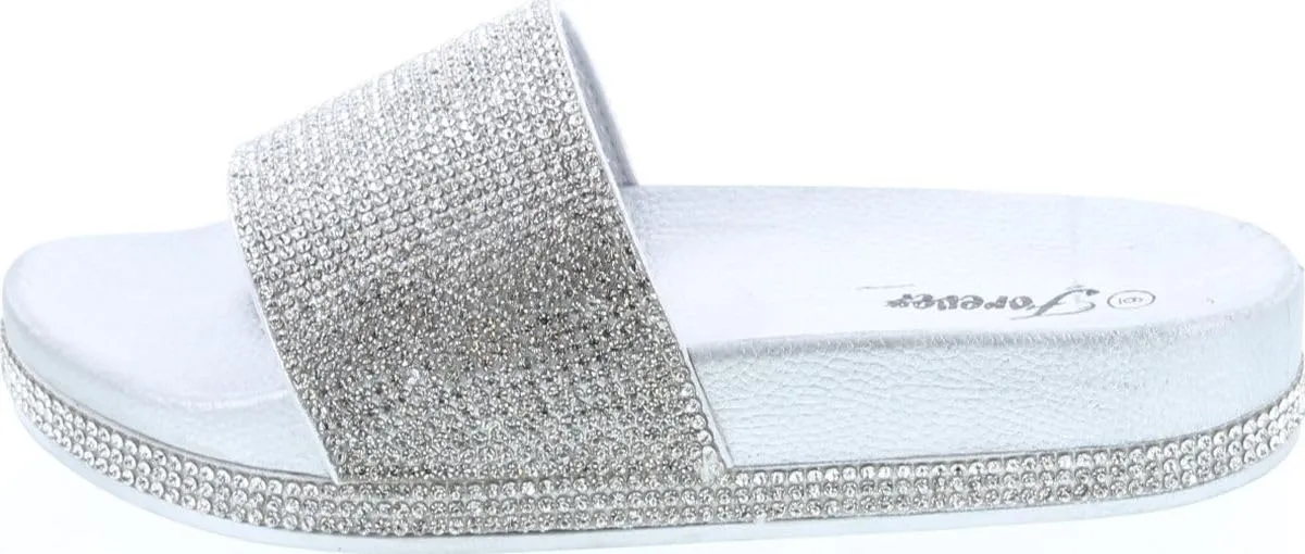 Forever Link Viste-07 Glitter Slide in PVC Molded Footbed Flatform Sandal Slippers