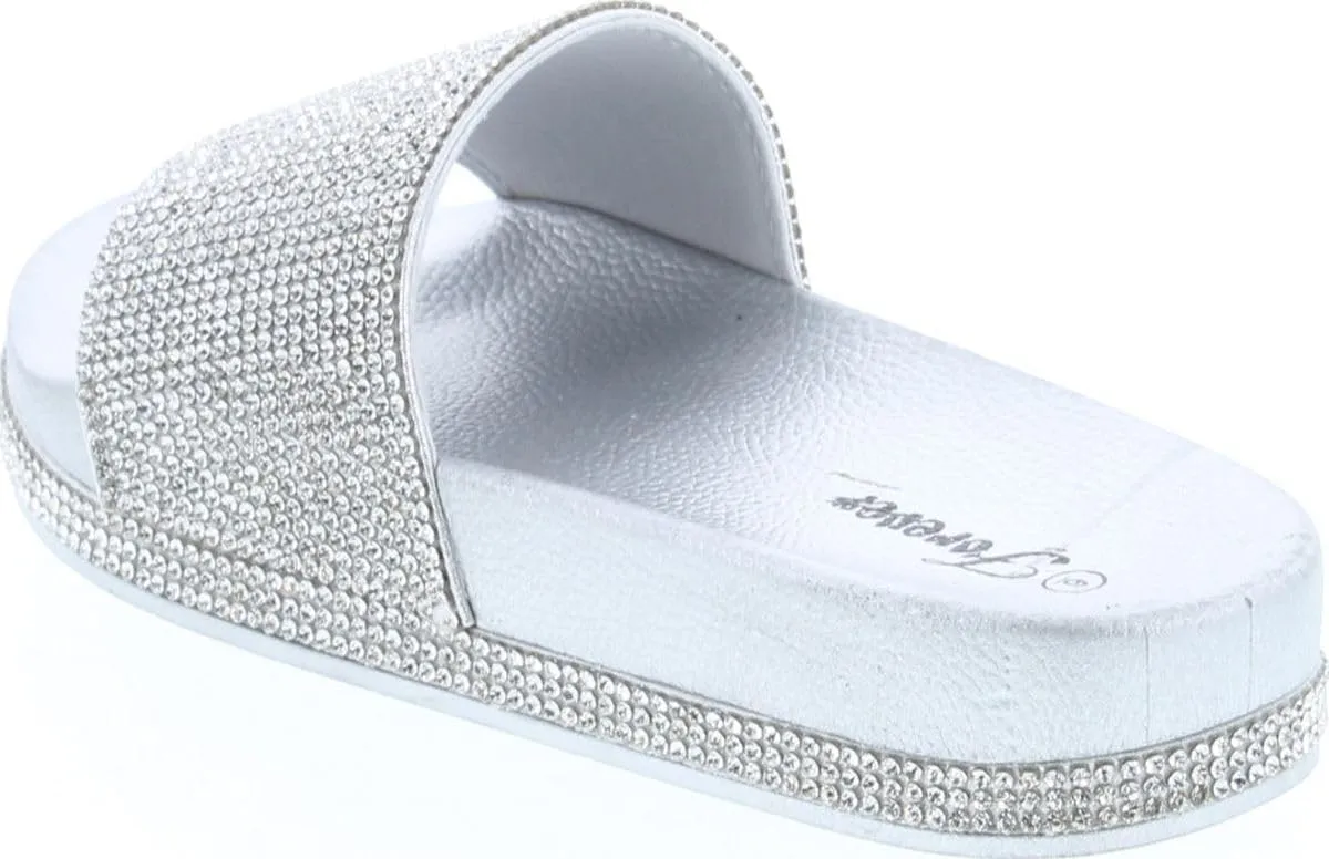 Forever Link Viste-07 Glitter Slide in PVC Molded Footbed Flatform Sandal Slippers