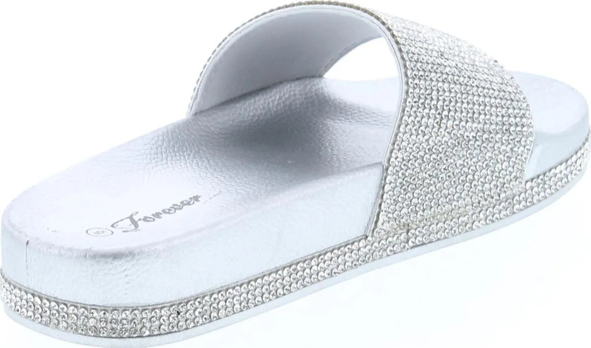 Forever Link Viste-07 Glitter Slide in PVC Molded Footbed Flatform Sandal Slippers