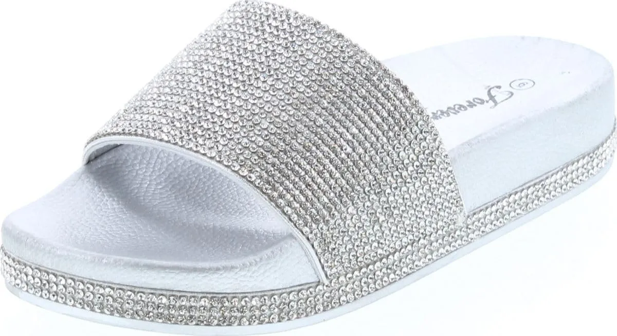 Forever Link Viste-07 Glitter Slide in PVC Molded Footbed Flatform Sandal Slippers