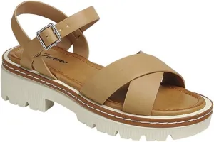 Forever Link Women's Chunky Heel Platform Sandals Lug Sole Open Toe with Buckle Ankle Strap, Black