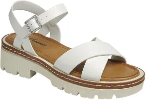 Forever Link Women's Chunky Heel Platform Sandals Lug Sole Open Toe with Buckle Ankle Strap, Black