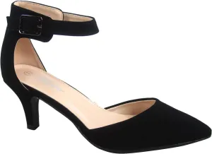Forever Link Young-02 Womens Closed Pointy Toe Dorsay Ankle Strap Stiletto High Heel Pump Sandal