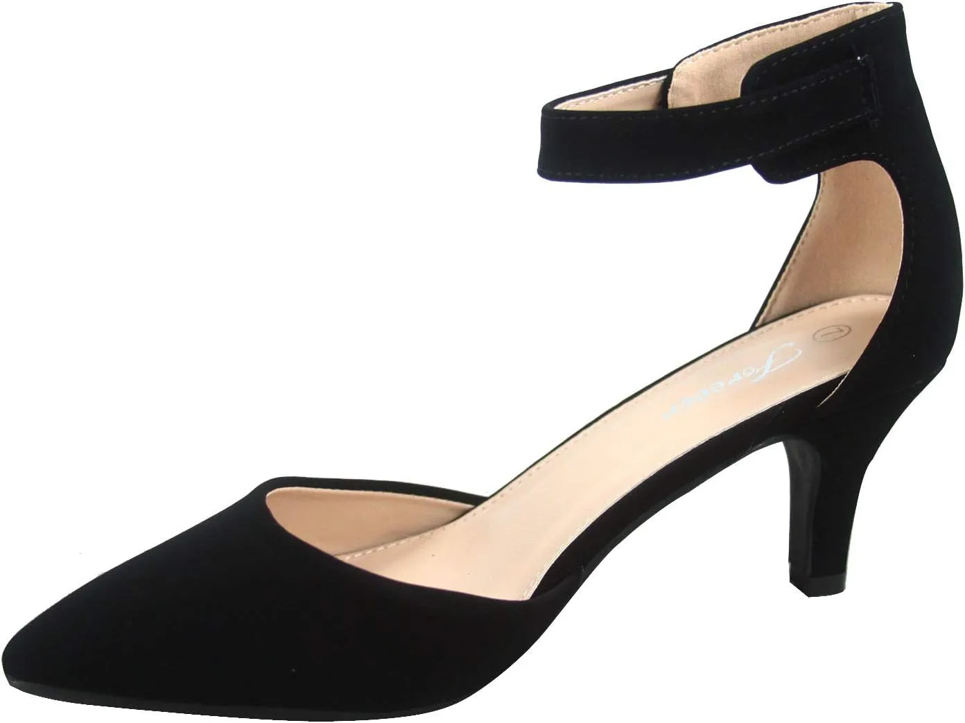 Forever Link Young-02 Womens Closed Pointy Toe Dorsay Ankle Strap Stiletto High Heel Pump Sandal