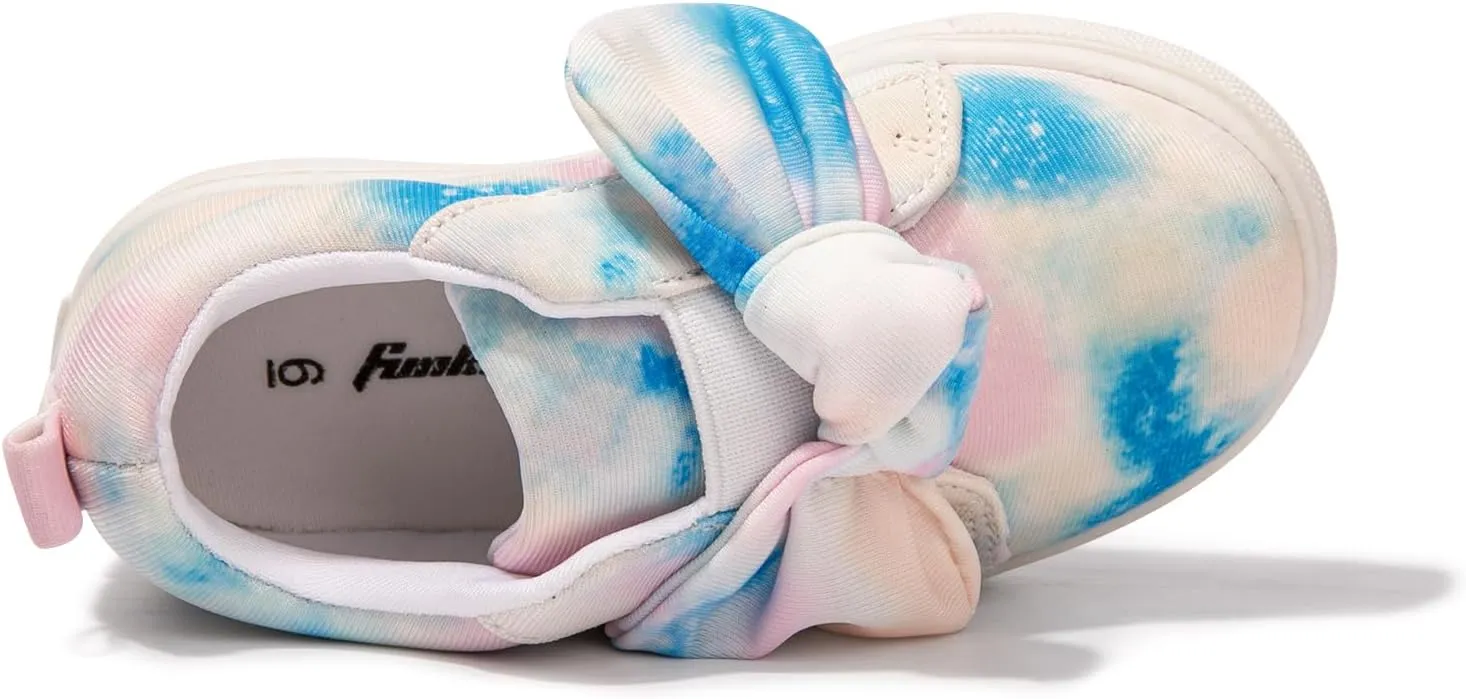 FUNKYMONKEY Girls Sneakers Lightweight Cute Bowknot Casual Walking Shoes for Toddler/Little Kids