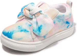 FUNKYMONKEY Girls Sneakers Lightweight Cute Bowknot Casual Walking Shoes for Toddler/Little Kids