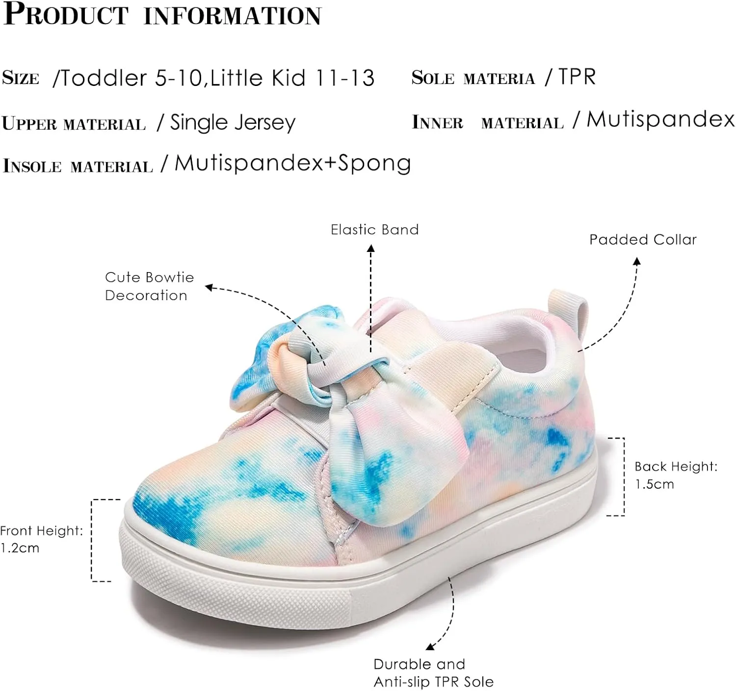 FUNKYMONKEY Girls Sneakers Lightweight Cute Bowknot Casual Walking Shoes for Toddler/Little Kids