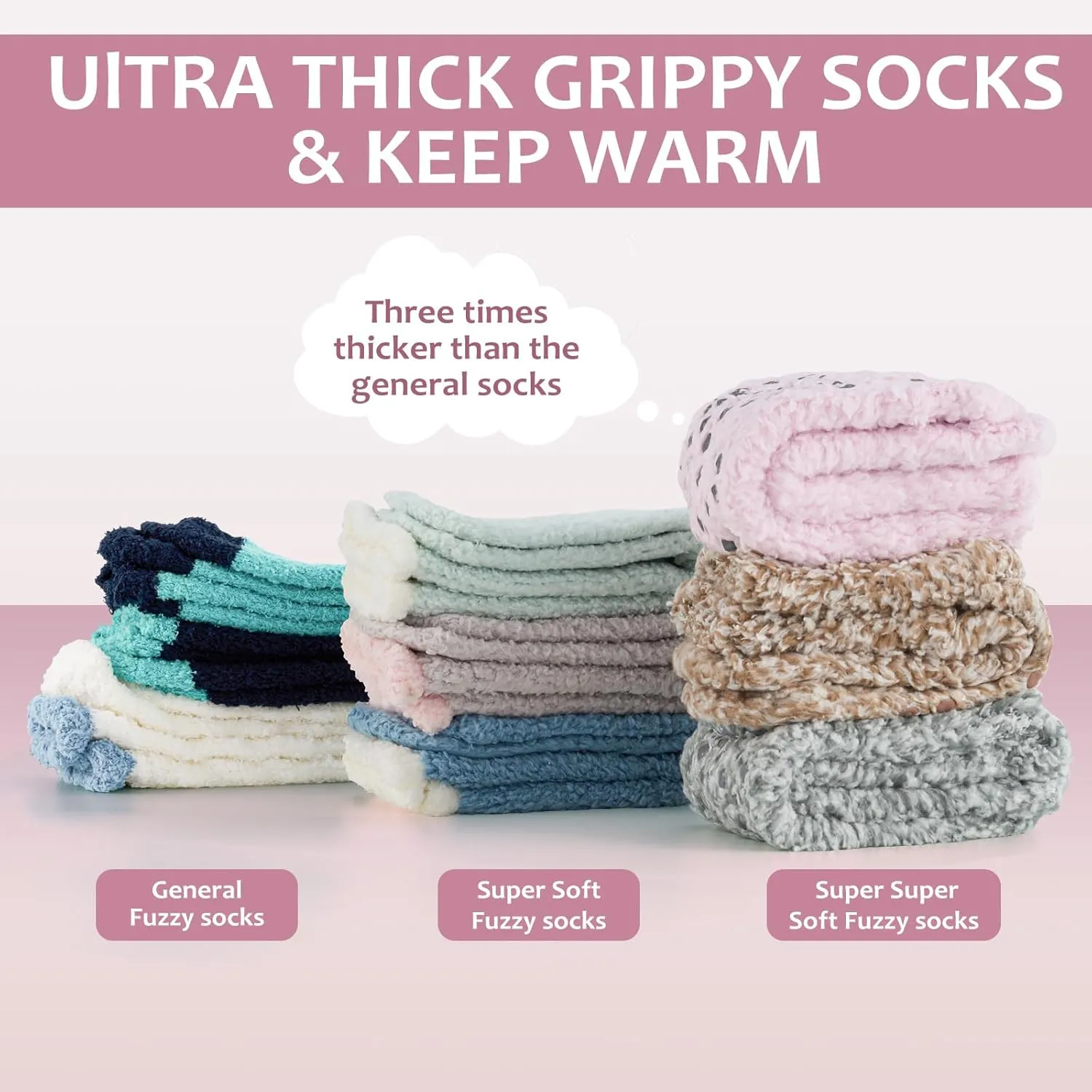 Fuzzy Grip Socks for Women Men,Thick Warm Slipper Cozy Fluffy Non Slip Ankle Hospital socks With Grips.