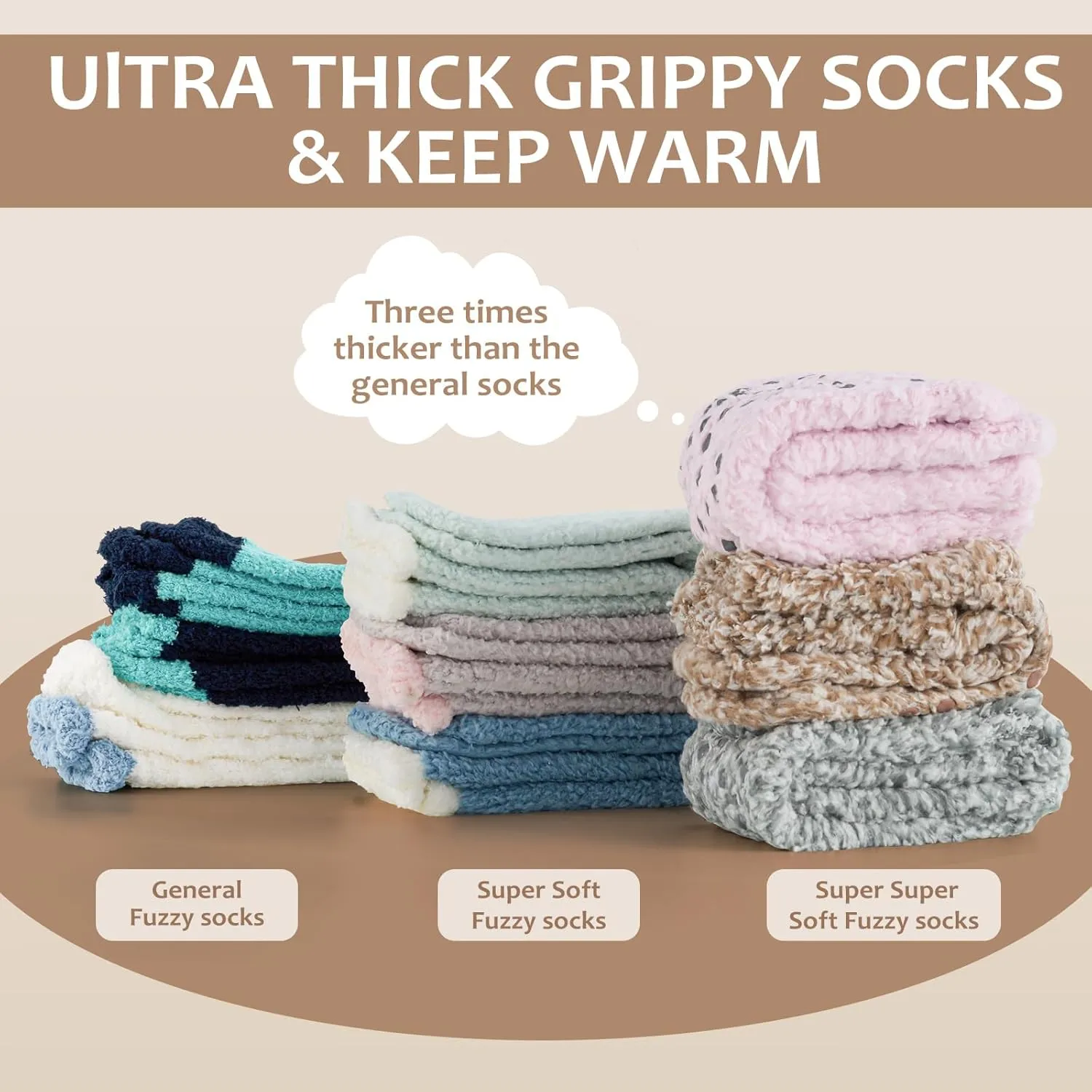 Fuzzy Grip Socks for Women Men,Thick Warm Slipper Cozy Fluffy Non Slip Ankle Hospital socks With Grips.