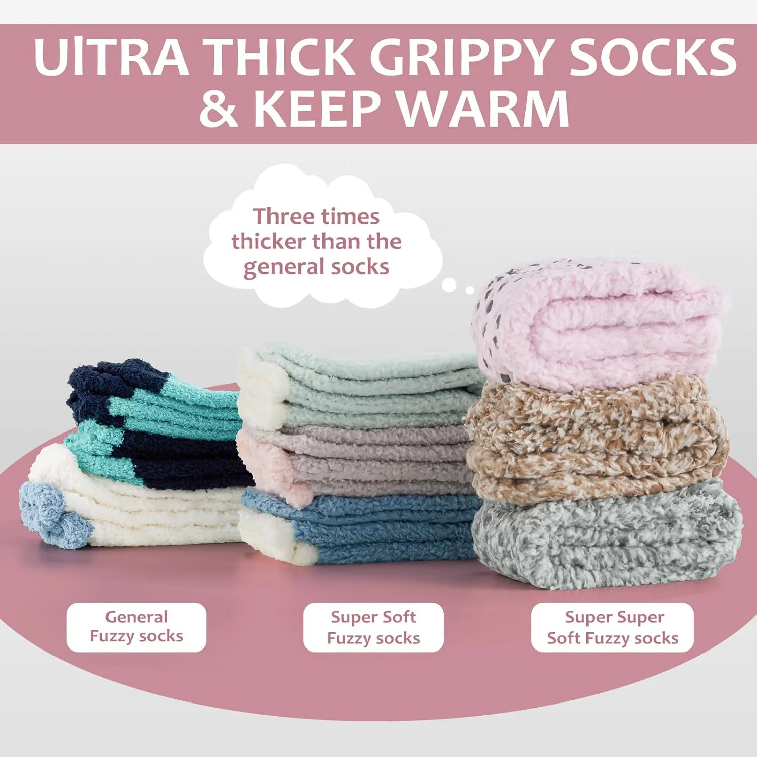 Fuzzy Grip Socks for Women Men,Thick Warm Slipper Cozy Fluffy Non Slip Ankle Hospital socks With Grips.