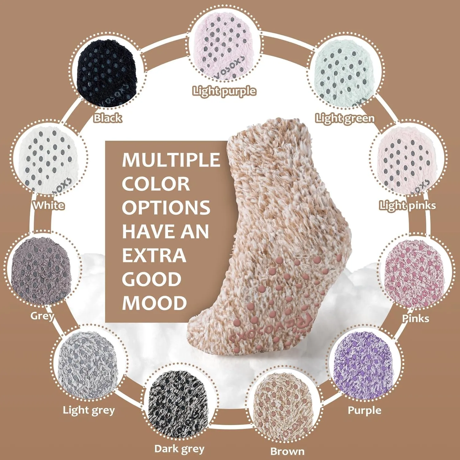 Fuzzy Grip Socks for Women Men,Thick Warm Slipper Cozy Fluffy Non Slip Ankle Hospital socks With Grips.