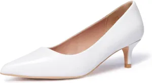 GENSHUO Womens Kitten Heels,Classic 2 Inch Low Heel Pumps Slip On Closed Pointed Toe Pumps Office Work Dress Heeled Pump Shoes