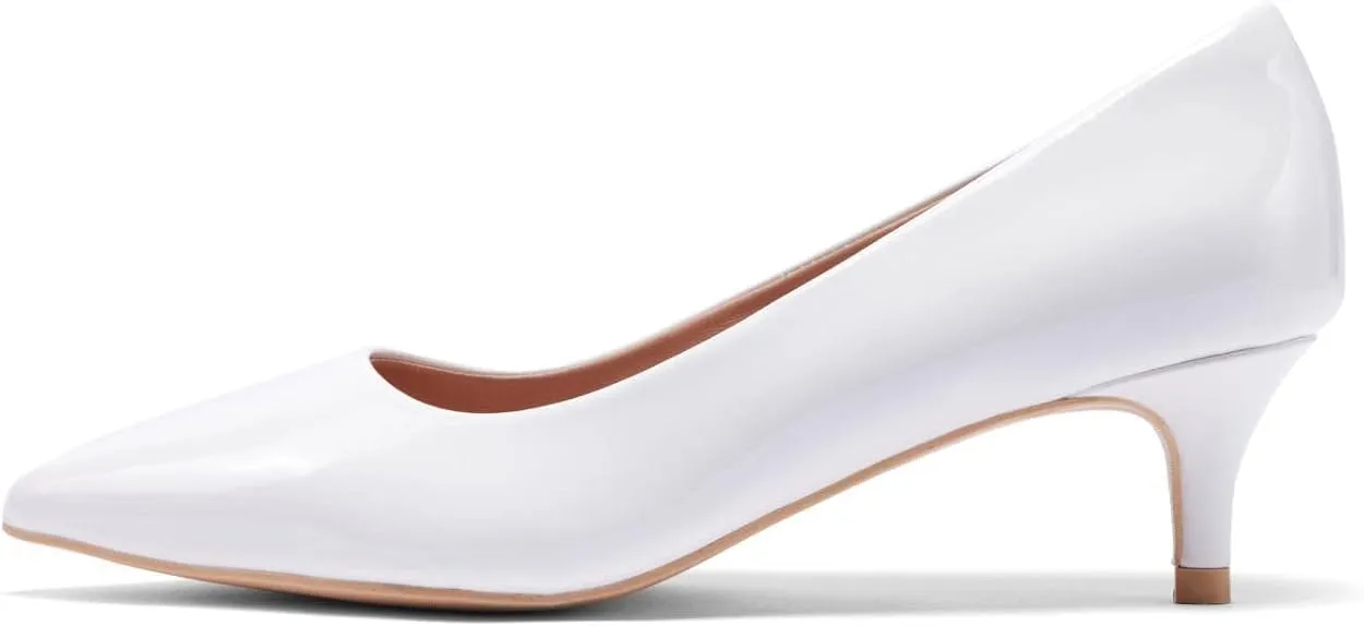 GENSHUO Womens Kitten Heels,Classic 2 Inch Low Heel Pumps Slip On Closed Pointed Toe Pumps Office Work Dress Heeled Pump Shoes
