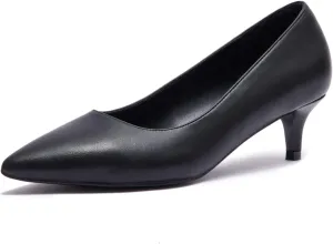 GENSHUO Womens Kitten Heels,Classic 2 Inch Low Heel Pumps Slip On Closed Pointed Toe Pumps Office Work Dress Heeled Pump Shoes