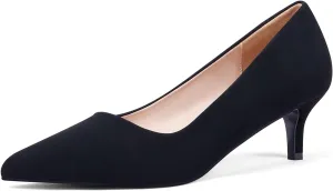 GENSHUO Womens Kitten Heels,Classic 2 Inch Low Heel Pumps Slip On Closed Pointed Toe Pumps Office Work Dress Heeled Pump Shoes