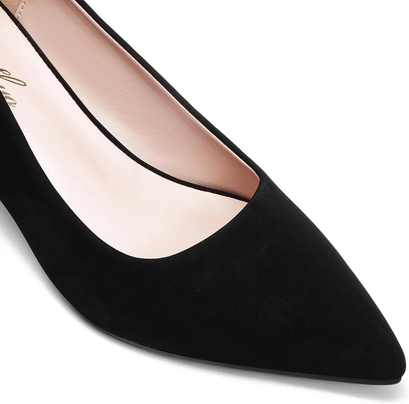 GENSHUO Womens Kitten Heels,Classic 2 Inch Low Heel Pumps Slip On Closed Pointed Toe Pumps Office Work Dress Heeled Pump Shoes