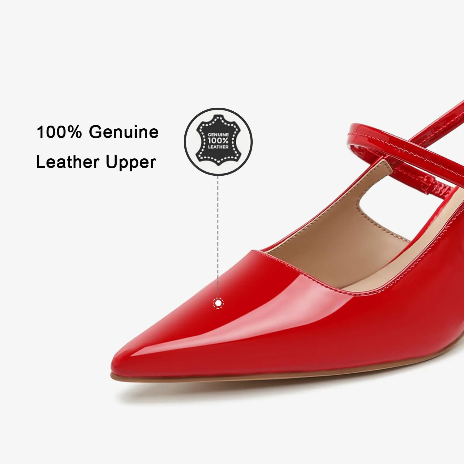 Genuine Leather Slingback Pumps Women Kitten Heels Dressy Comfortable Shoes with Memory Insole Heeled Sandal for Daily Office Attire Dress