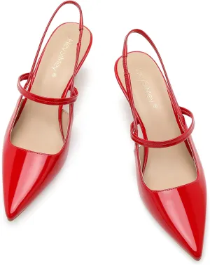 Genuine Leather Slingback Pumps Women Kitten Heels Dressy Comfortable Shoes with Memory Insole Heeled Sandal for Daily Office Attire Dress