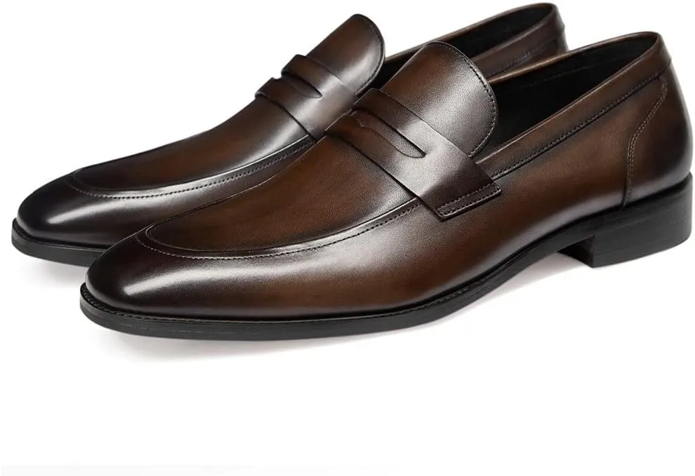 GIFENNSE Men's Dress Shoes Slip-On Loafers Formal Leather Shoes for Men