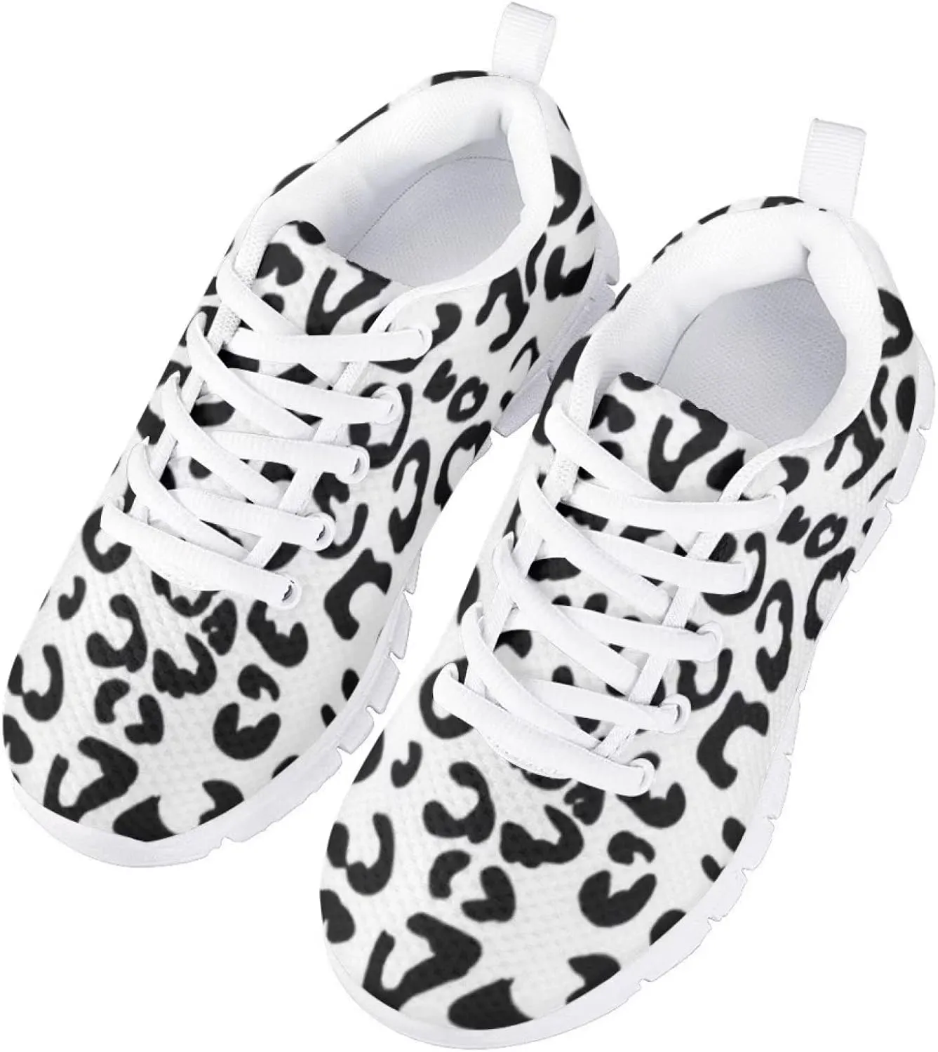 Girls Cute Tennis Shoes Cow Sunflower Leopard Print Casual Kids Sneakrs Lightweight Lace Up Soft School Athletic Running Shoes