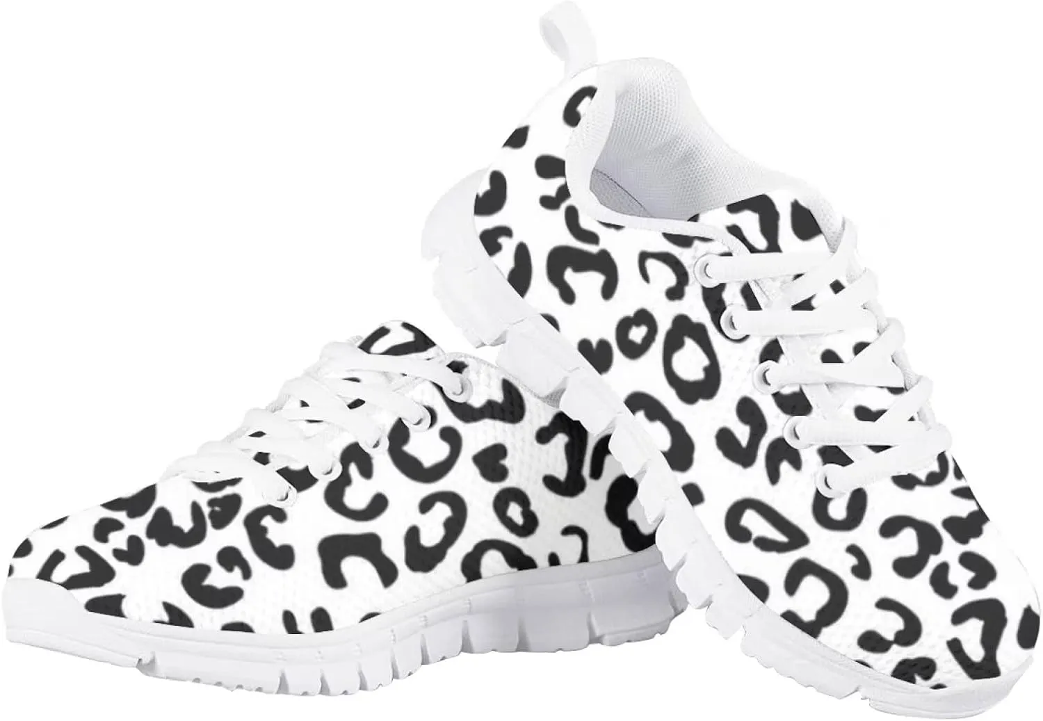 Girls Cute Tennis Shoes Cow Sunflower Leopard Print Casual Kids Sneakrs Lightweight Lace Up Soft School Athletic Running Shoes
