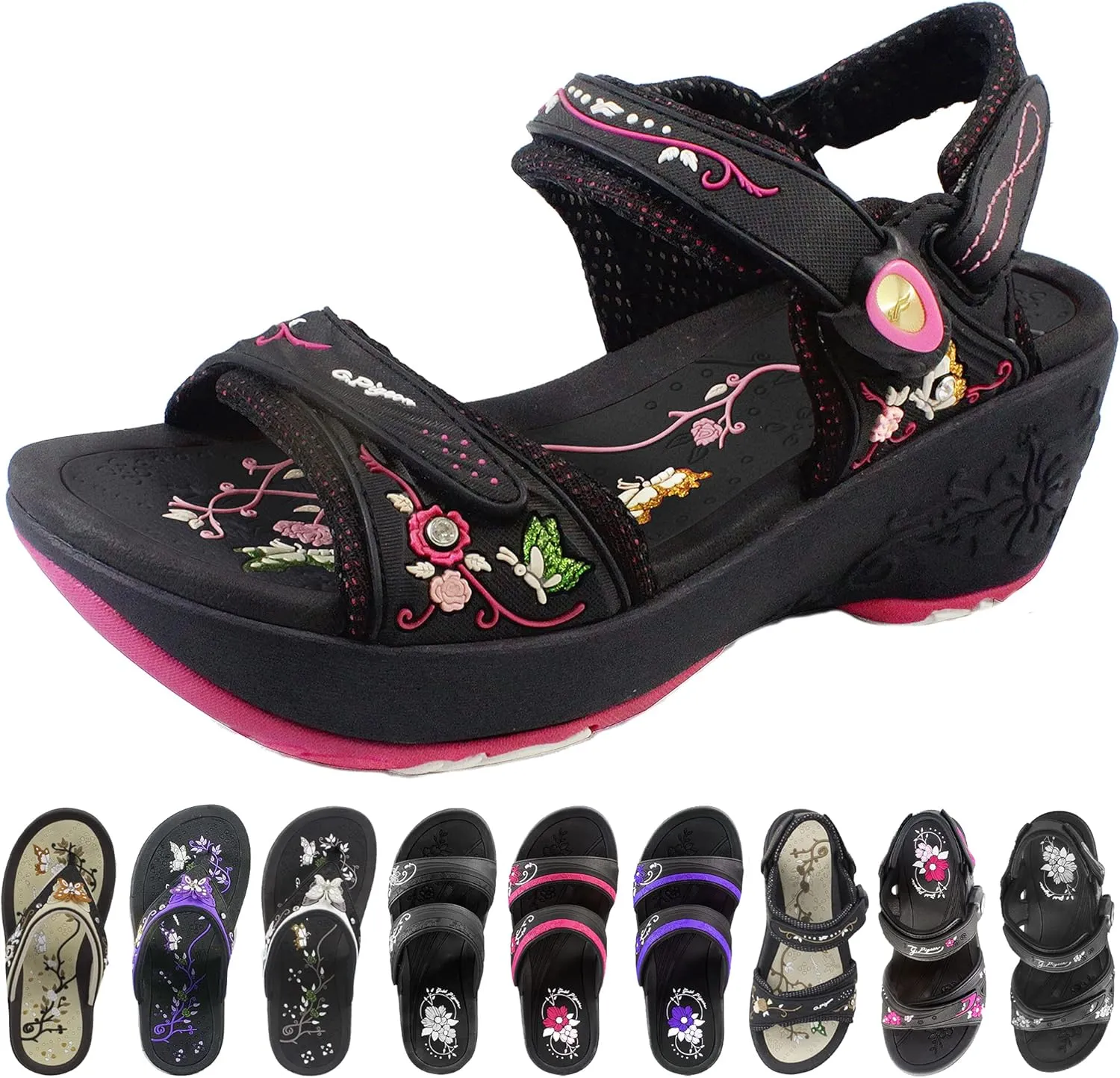 Gold Pigeon Shoes Comfortable Wedge Sandals, Women's Platform Sandals Casual Summer Beach, Heeled Wedges 2.75"