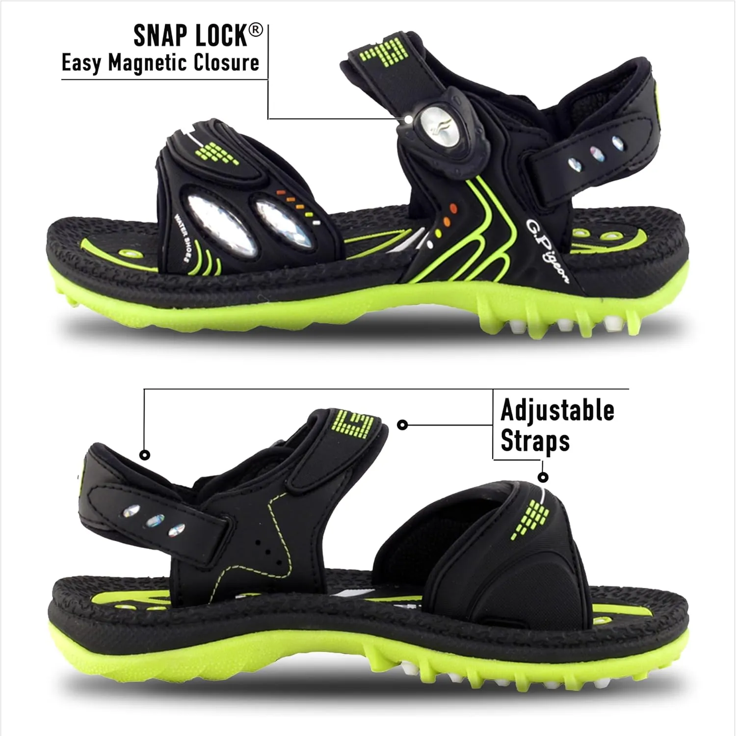 Gold Pigeon Shoes SIGNATURE Easy Snap Buckle Unisex -Child Outdoor Water Sandal for Kids Toddler Boys Girls