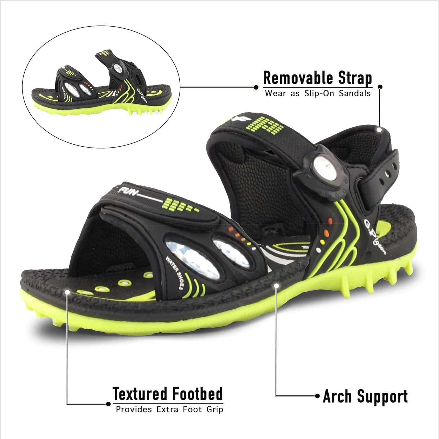 Gold Pigeon Shoes SIGNATURE Easy Snap Buckle Unisex -Child Outdoor Water Sandal for Kids Toddler Boys Girls